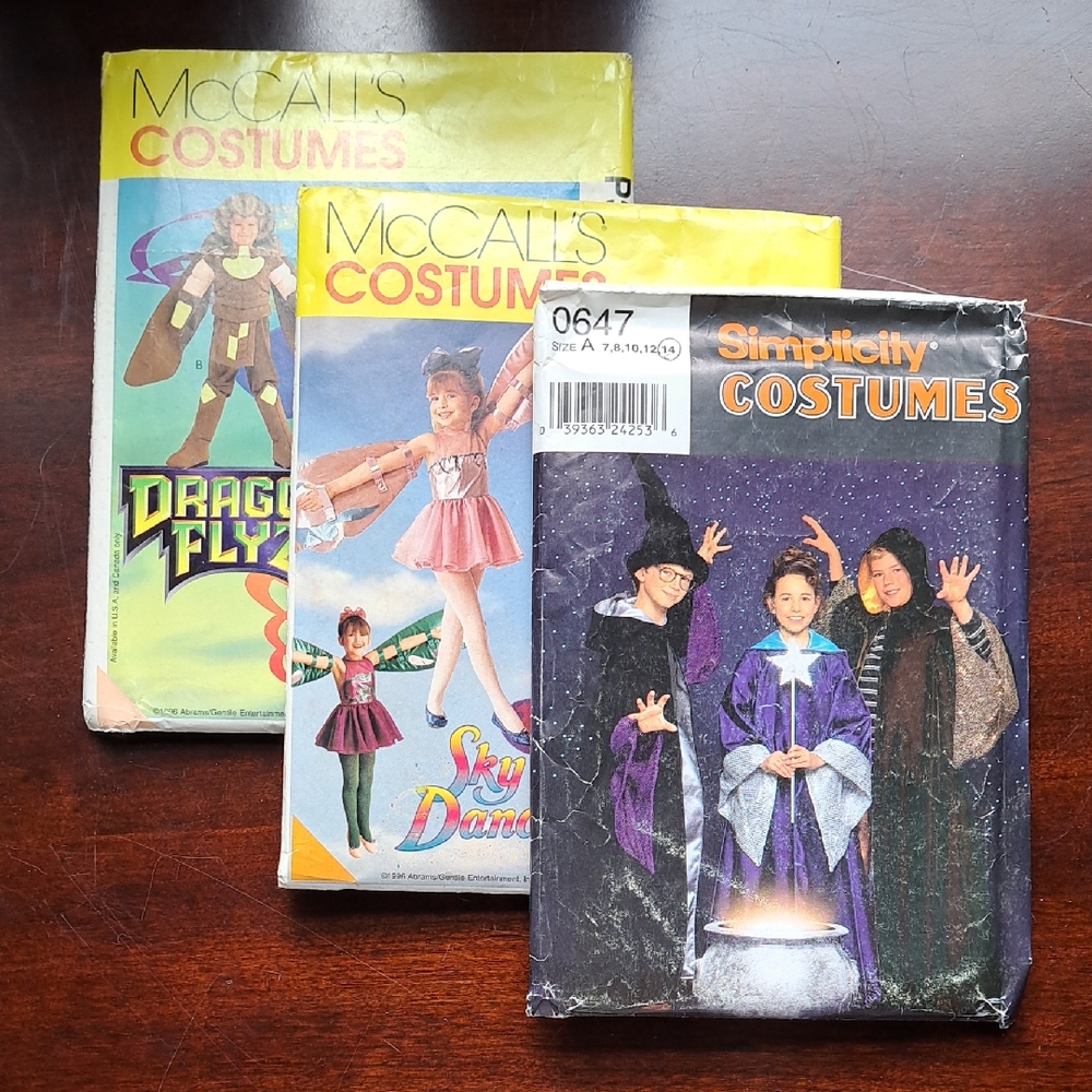 Kids Costume Patterns, Set Of 3